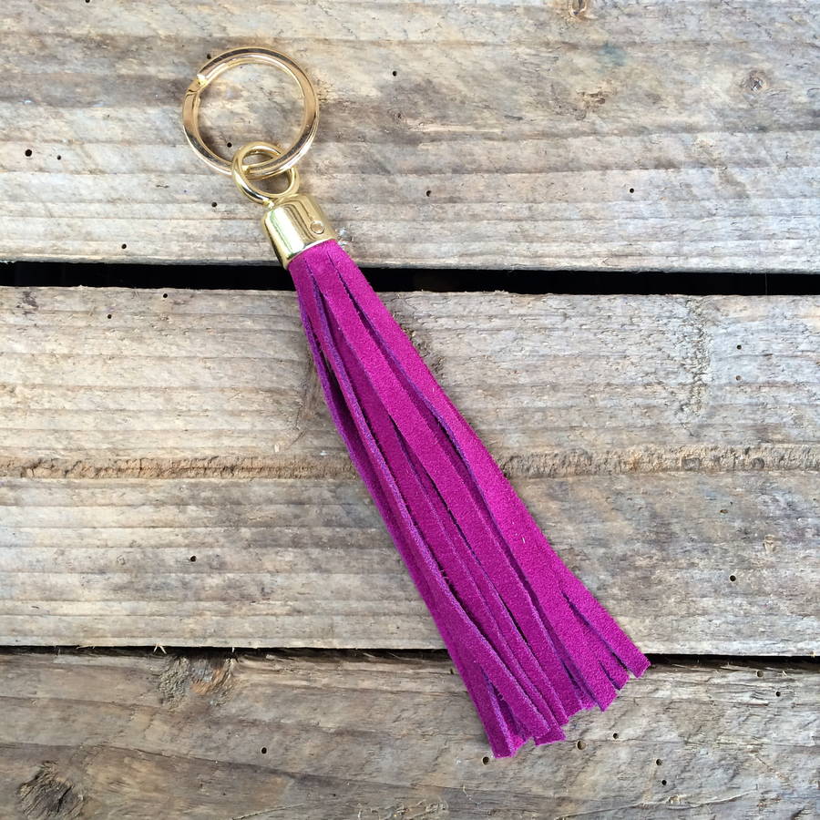 handmade suede tassel key ring by miller and jeeves