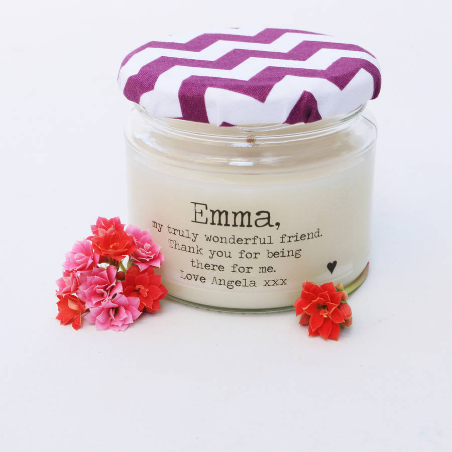 personalised friendship candle by lumitique