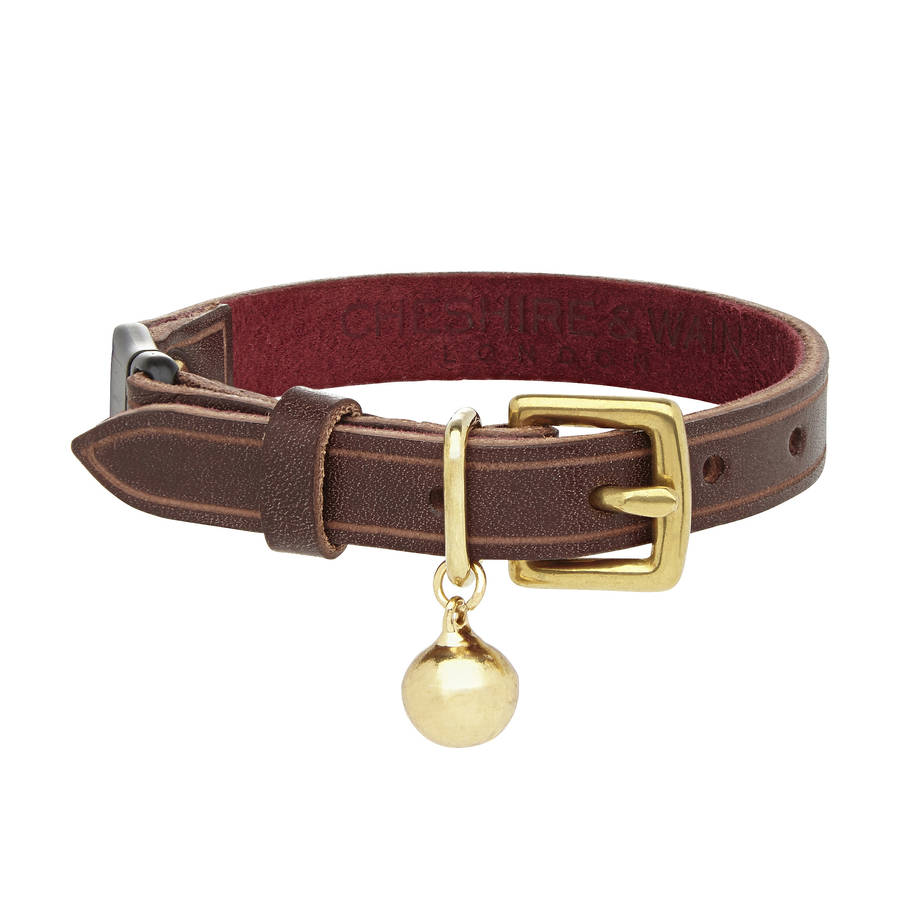 personalised leather cat collar with safety catch by cheshire & wain
