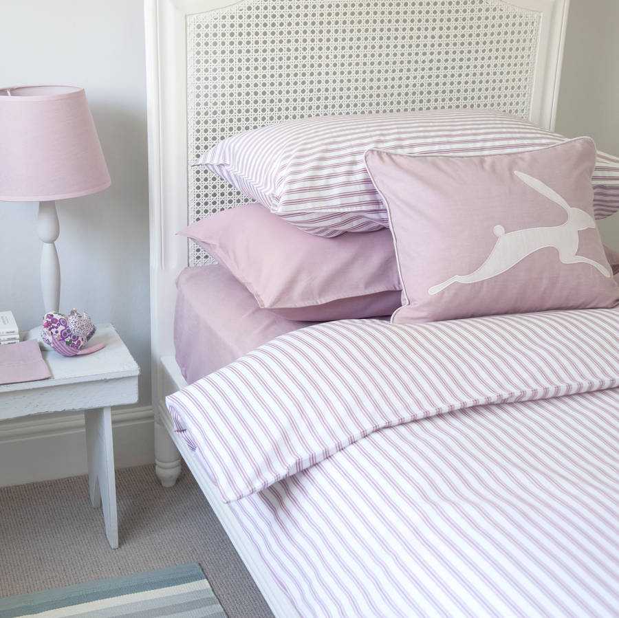 ticking stripe rose pink duvet cover by harriet hare
