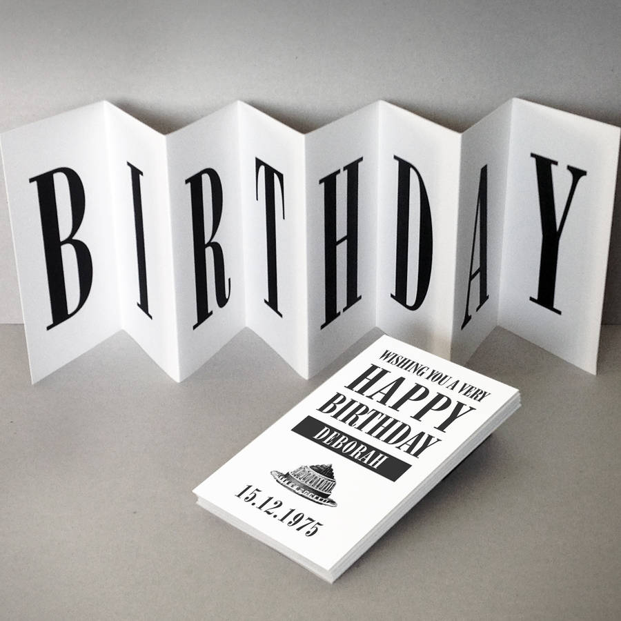 personalised birthday card; concertina card by coulson macleod