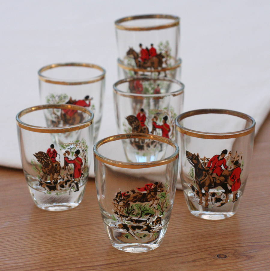 six vintage shot glasses by magpie living
