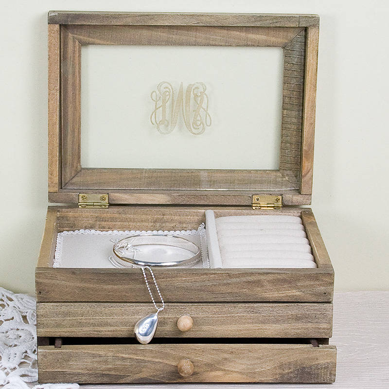 monogrammed wooden jewellery box by letteroom