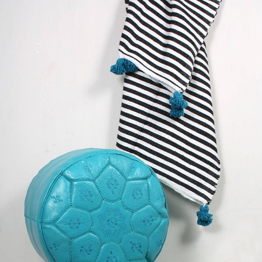 cotton stripe pom pom blanket by bohemia