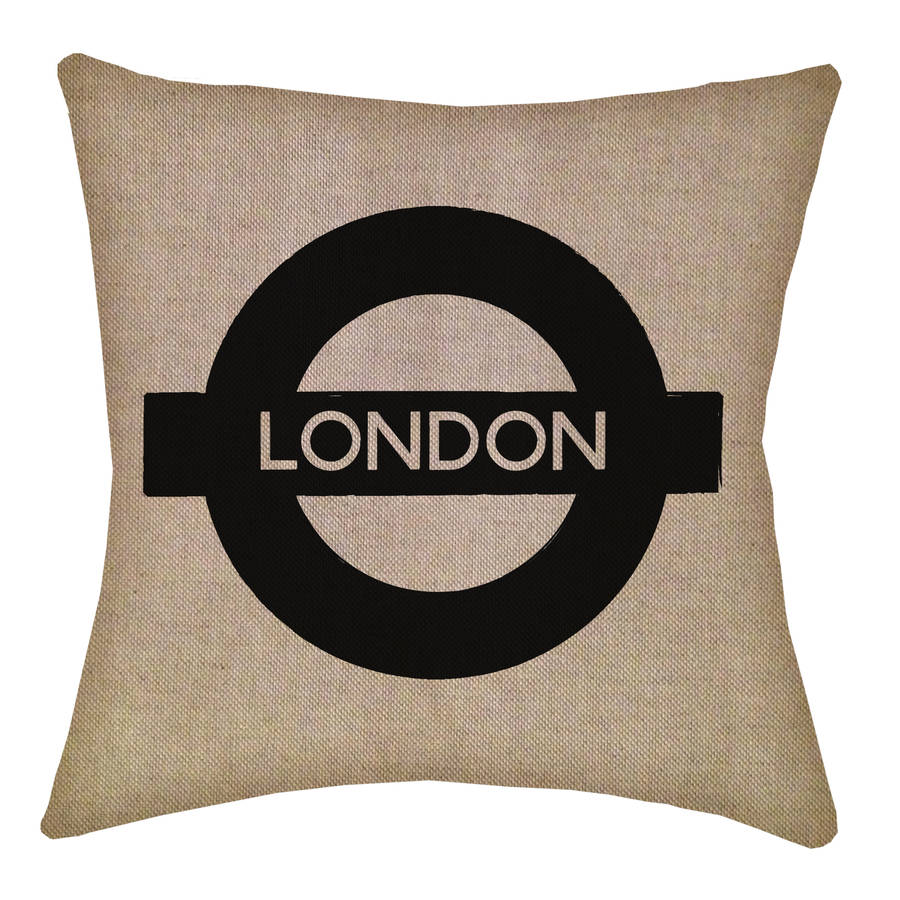 retro london underground cushion by nomadic being
