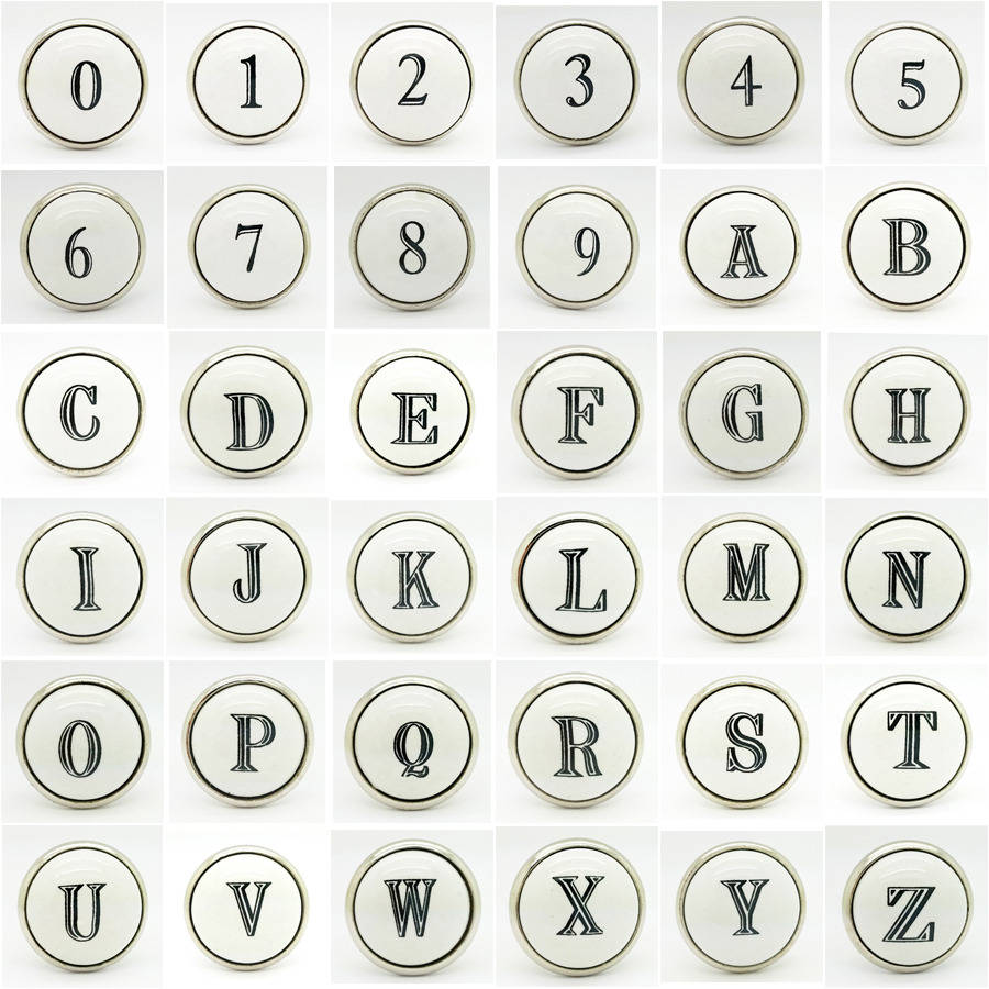 ceramic alphabet or number letter cupboard drawer knob by g decor