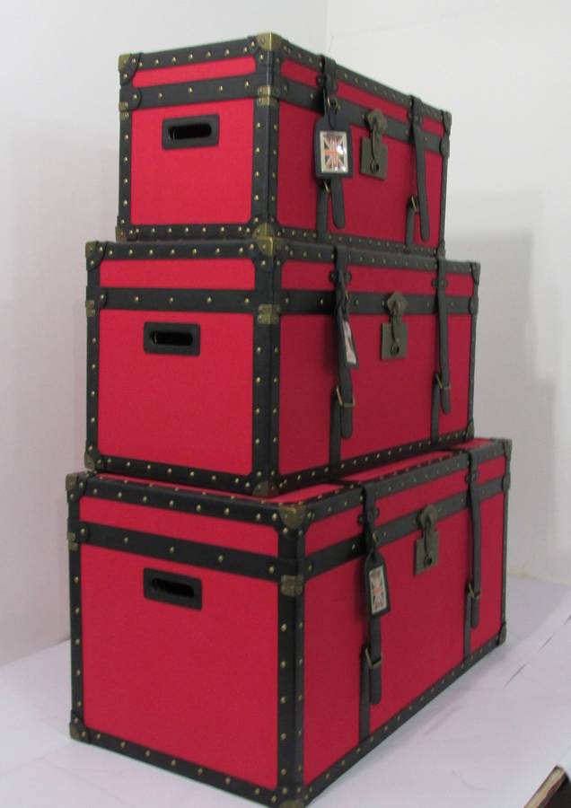vintage style storage trunk red/black by house of trunks