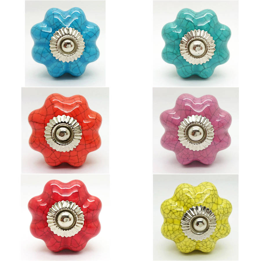 crackle ceramic flower cupboard handle door pull knob by ceramic door
