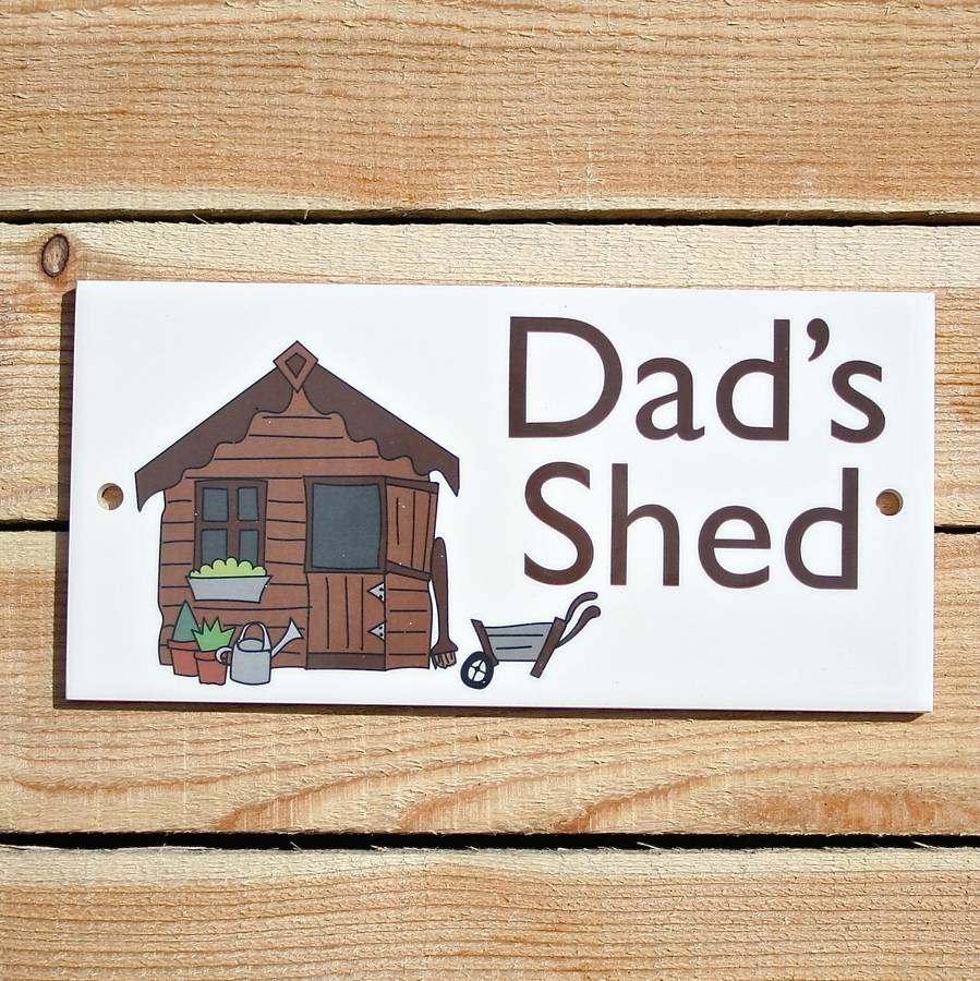 personalised 'dad's' shed and garden plaques by sparkle ceramics