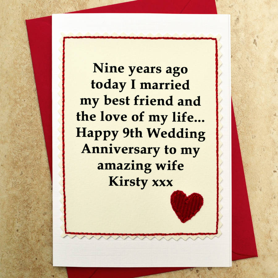 Personalised 9th Wedding Anniversary Card By Jenny Arnott Cards Gifts 