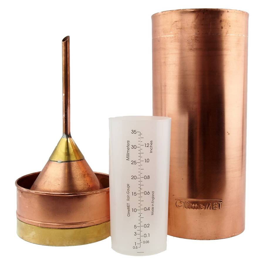 traditional copper rain gauge by climemet