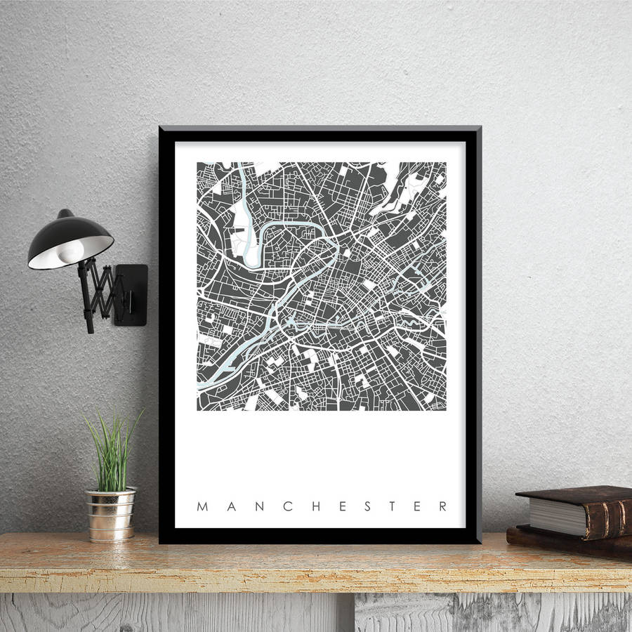 manchester map art print by bronagh kennedy art prints