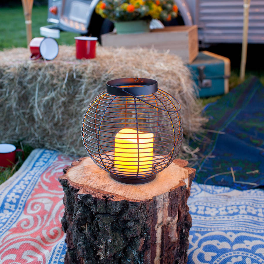 metal outdoor battery candle lantern by lights4fun