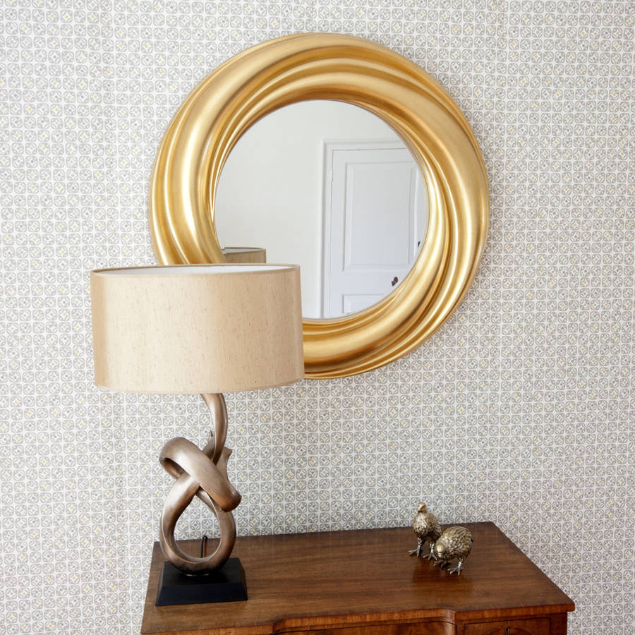 gold round wavy contemporary mirror by decorative mirrors online