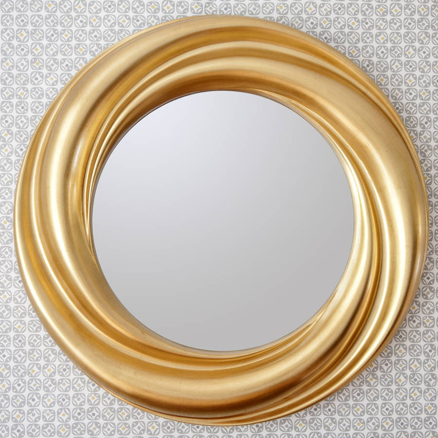 gold round wavy contemporary mirror by decorative mirrors online