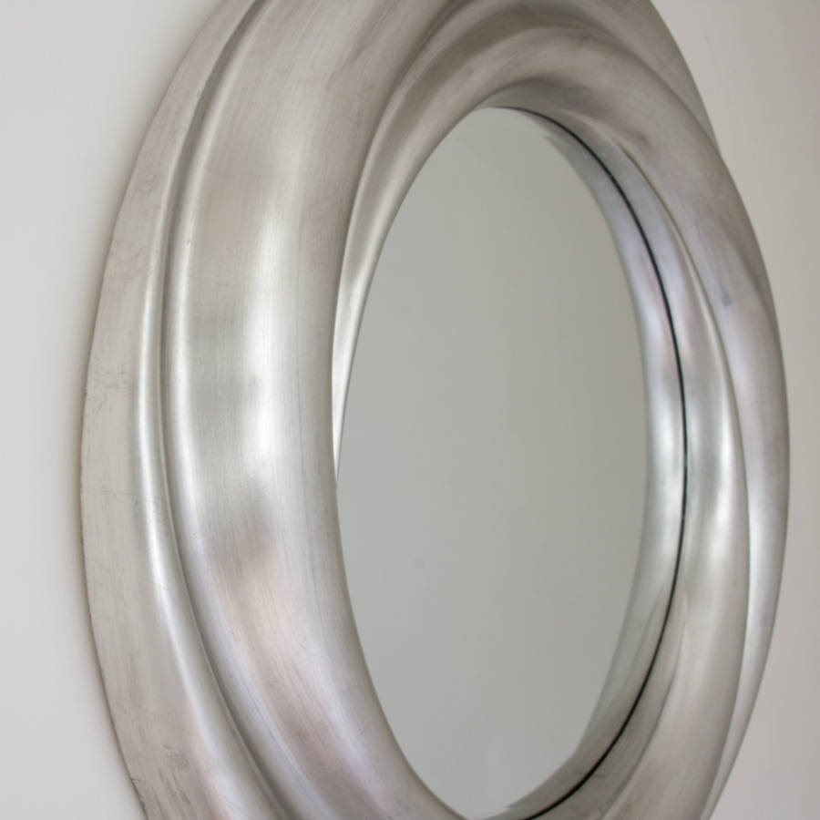 silver round wavy contemporary mirror by decorative mirrors online