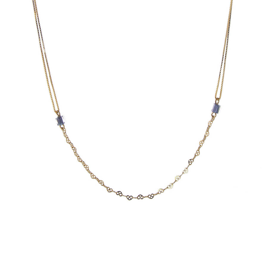 delicate gold necklace with lace chain by aliquo