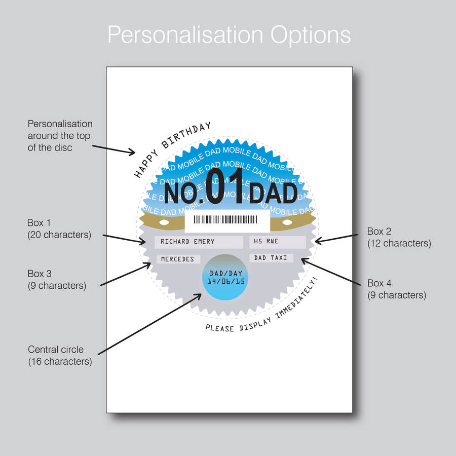 personalised tax disc card for dad by so close