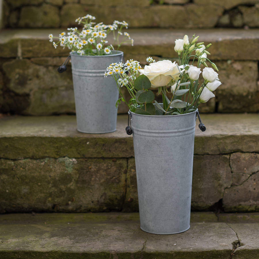 traditional zinc florist bucket by the flower studio