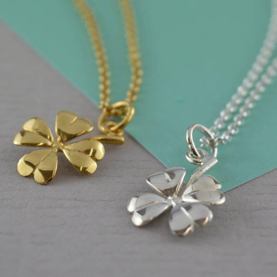four leaf clover necklace with personalised message by lily charmed