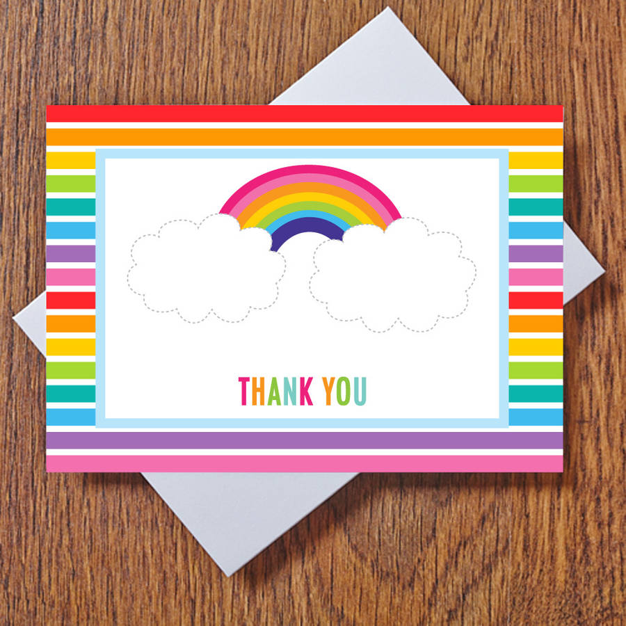 Rainbow Thank You Cards By Feather Grey Parties 5460