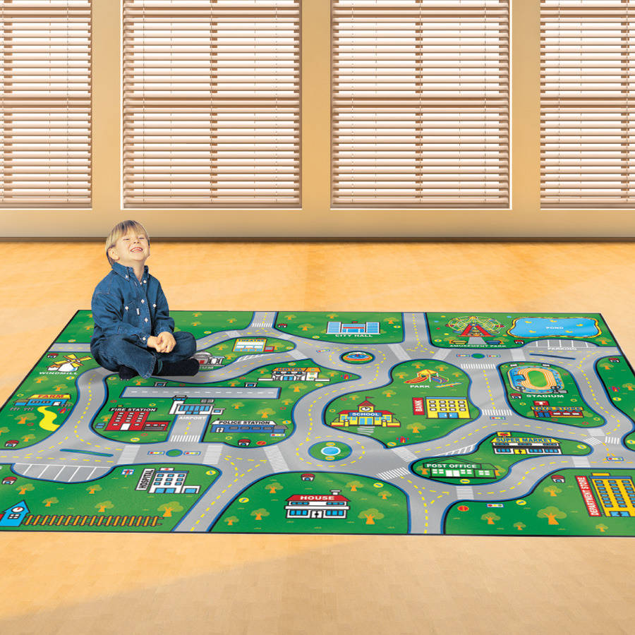 child's village roads floor rug by me and freya