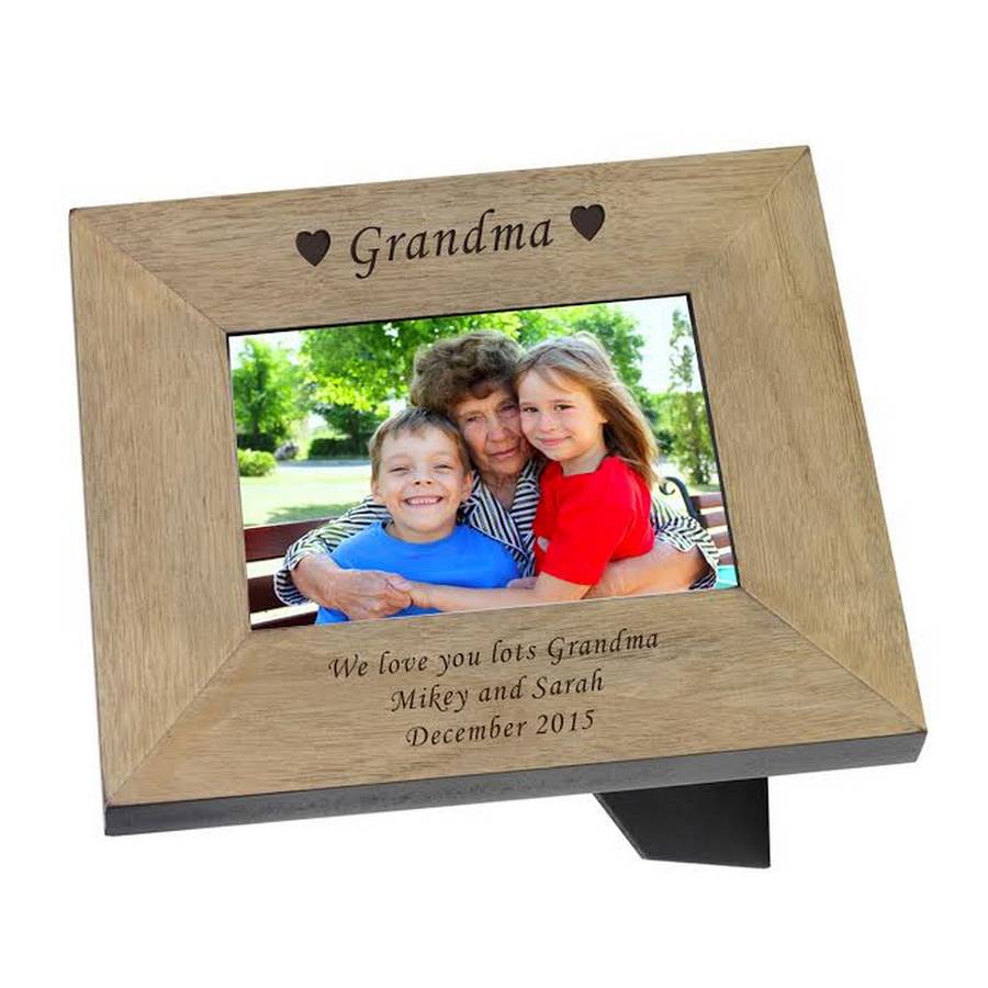 grandma personalised wooden photo frame by chalk & cheese