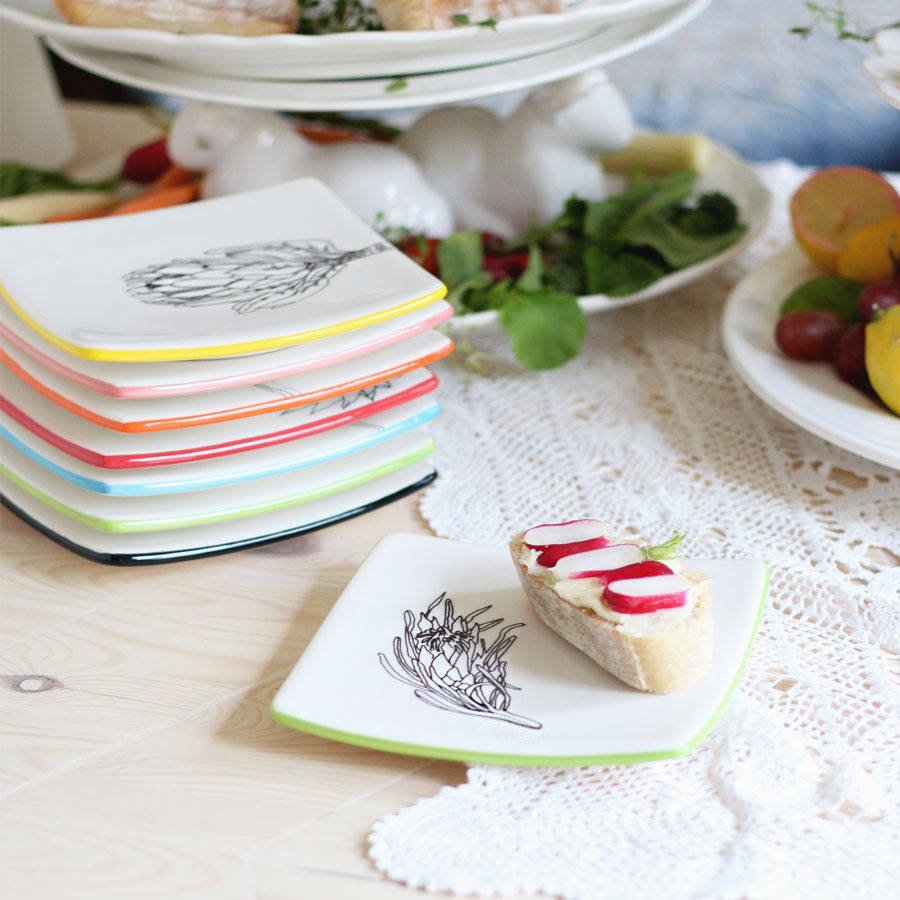 illustrated square side plates by victoria & abigail