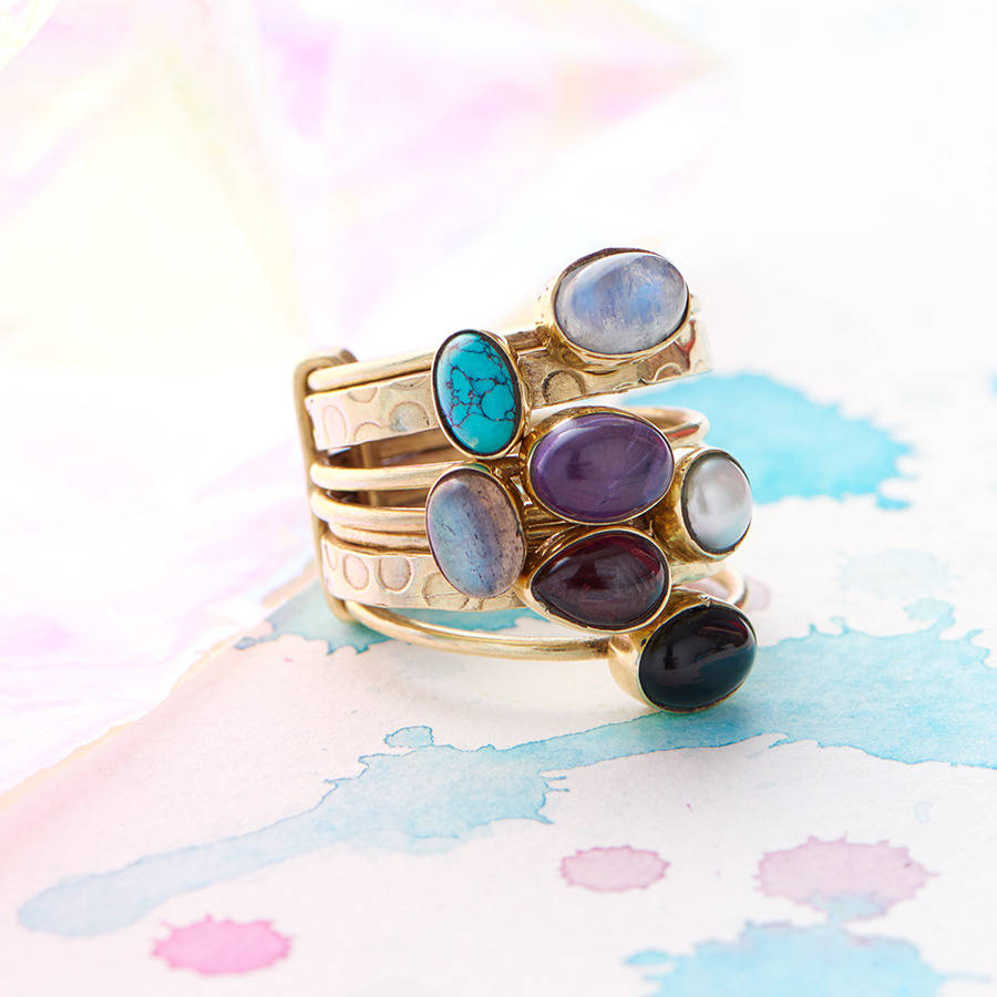 chunky gemstone stacking ring by charlotte's web jewellery