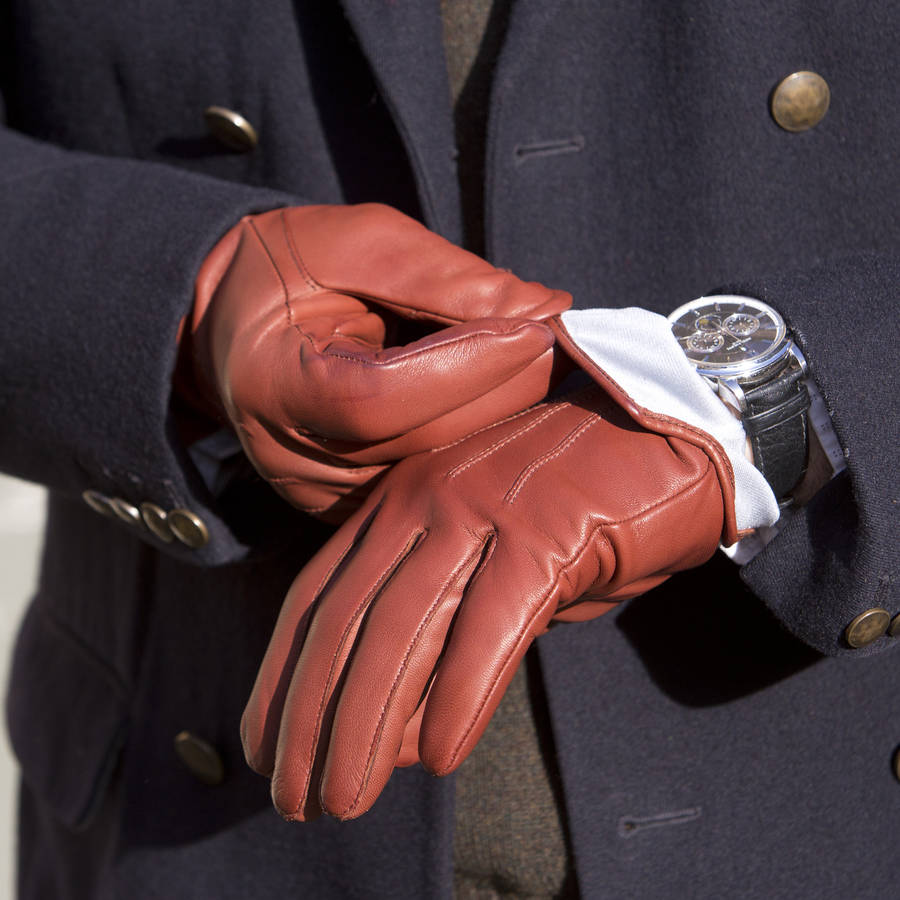 hinton. men's silk lined leather gloves by gloves