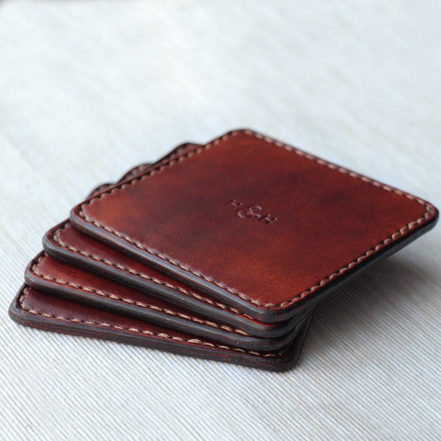 leather coaster set by hide & home