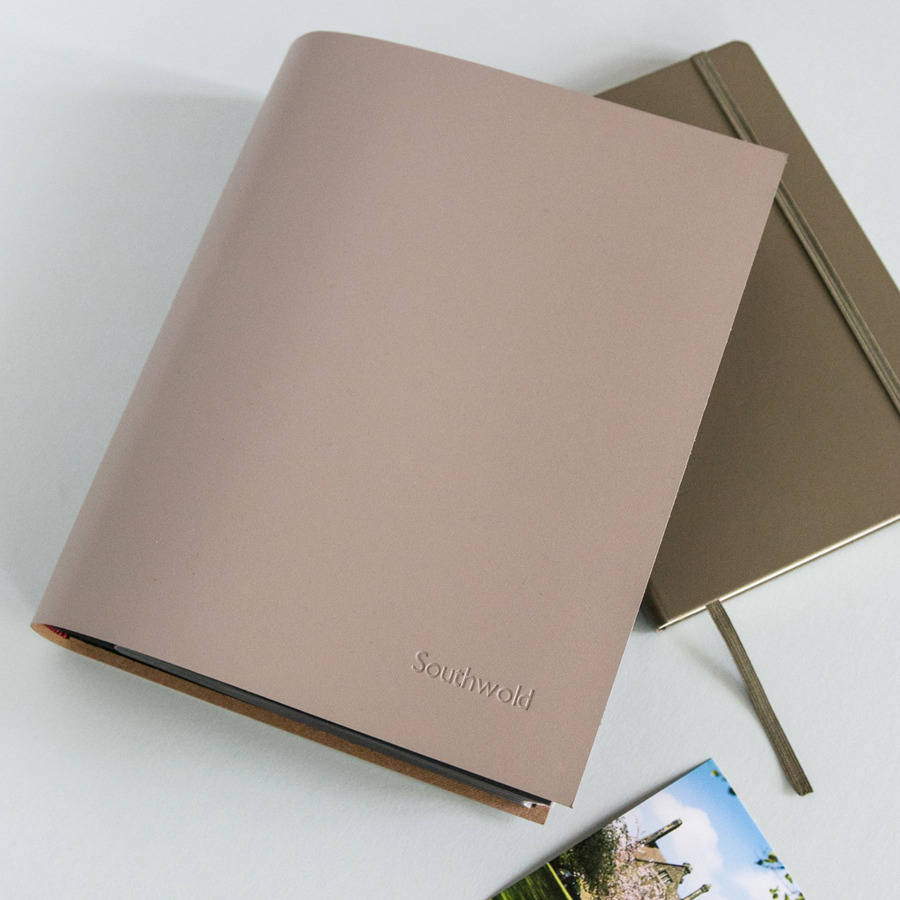 personalised leather slip in photo album by begolden