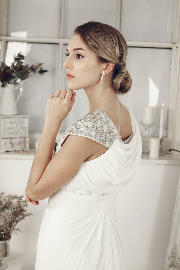 cowl neck wedding gown