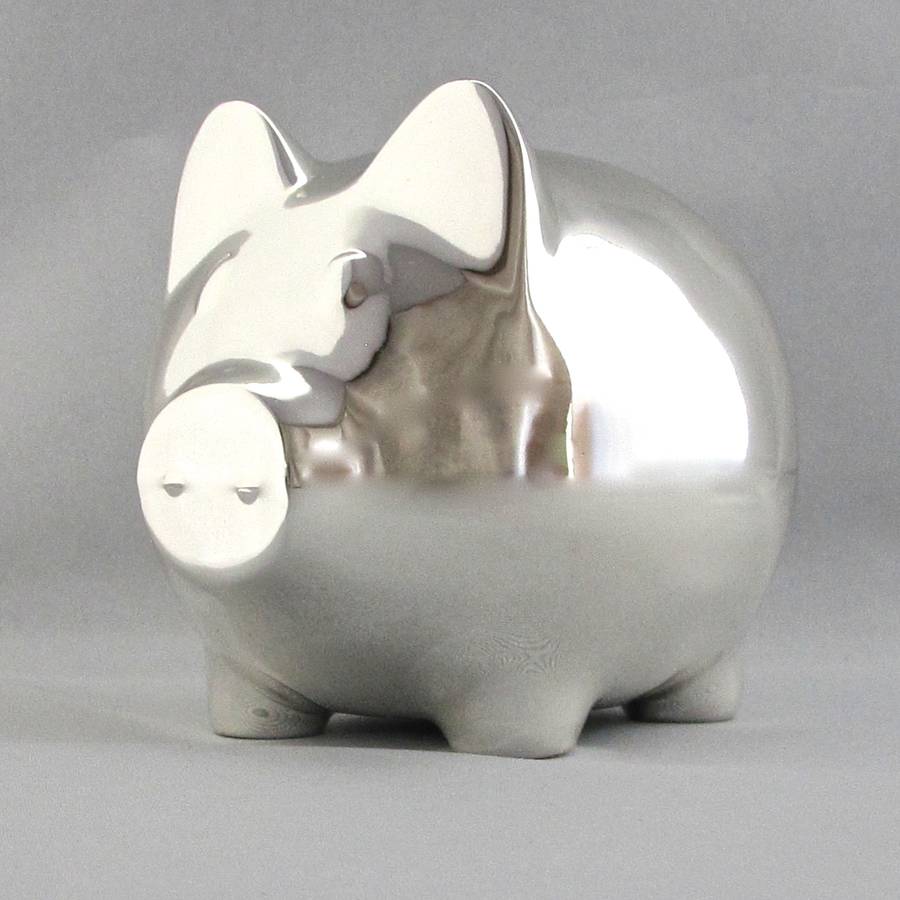 silver plated piggy bank by chapel cards | notonthehighstreet.com