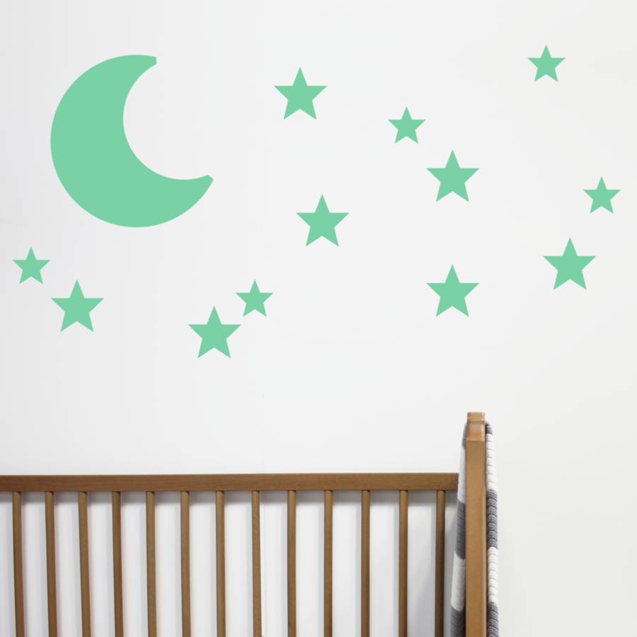 moon and stars wall stickers by little chip