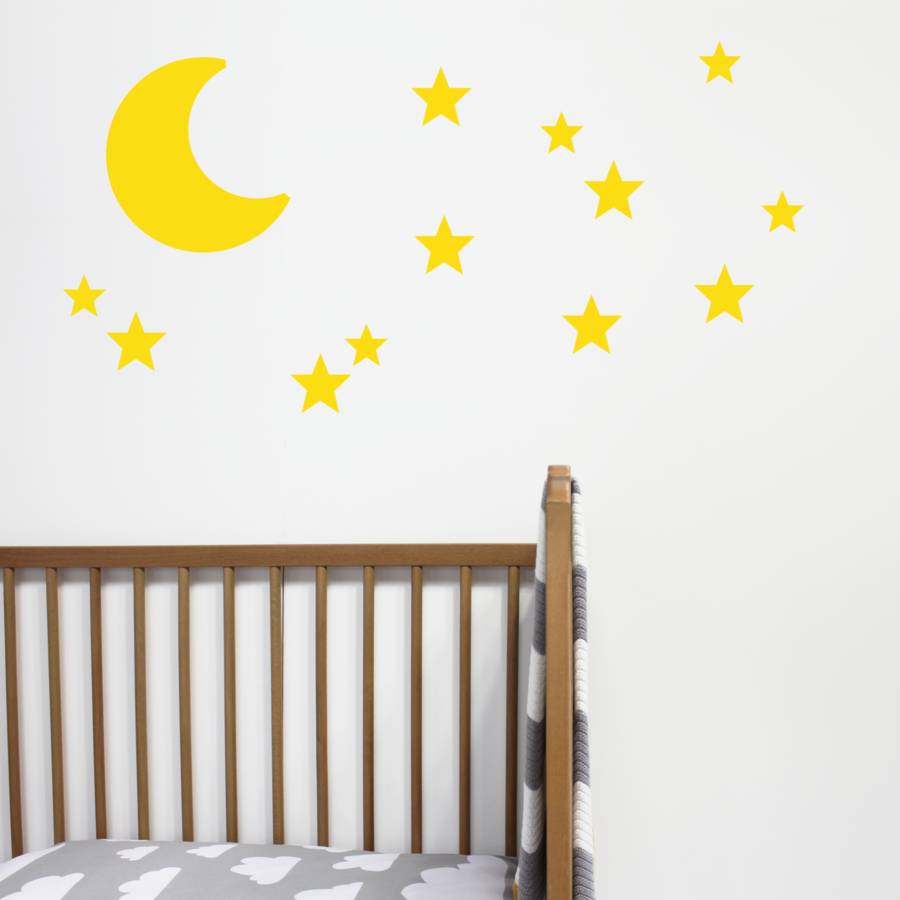 moon and stars wall stickers by little chip