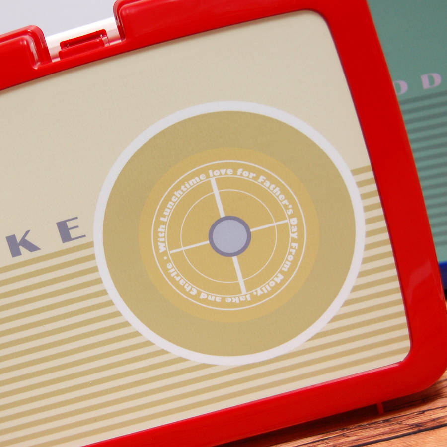 personalised retro radio lunch box by spotty n stripy