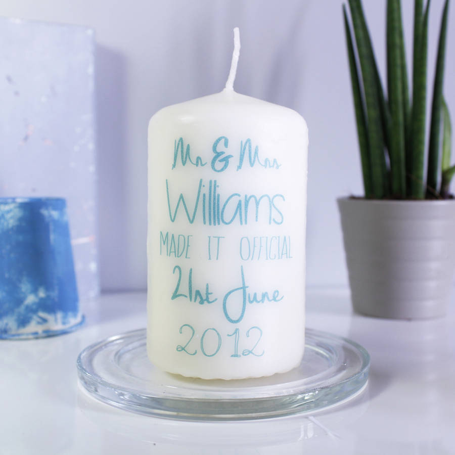 personalised wedding candle by olivia ltd