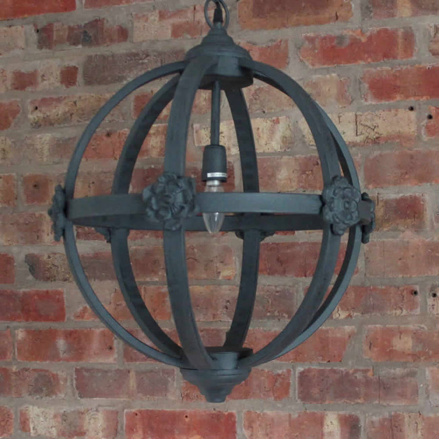 large round metal iron orb chandelier by cowshed interiors
