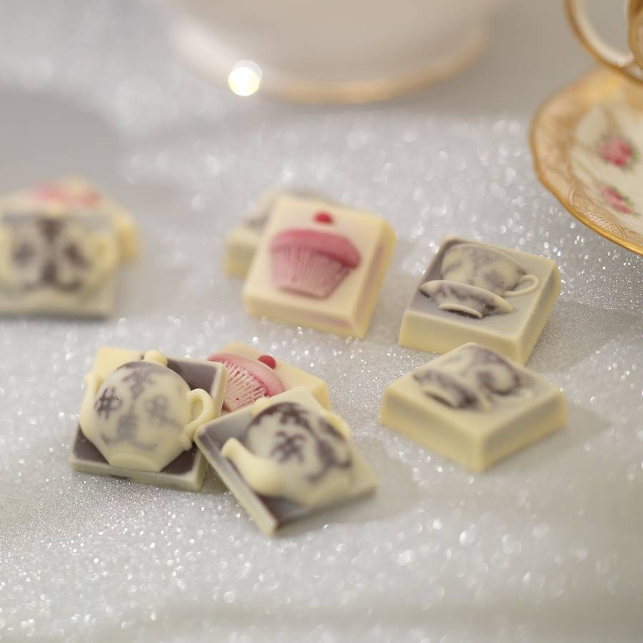 chocolate teapots, tea cups and cakes by choc on choc