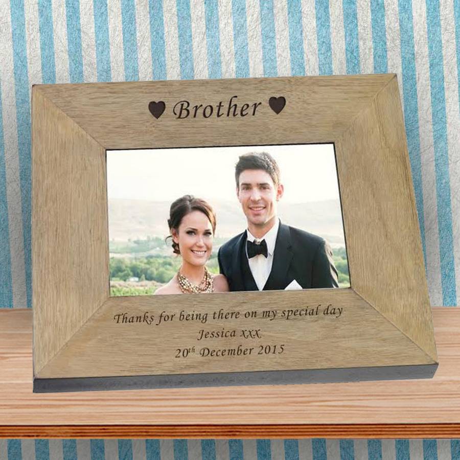 brother personalised wooden photo frame by chalk & cheese
