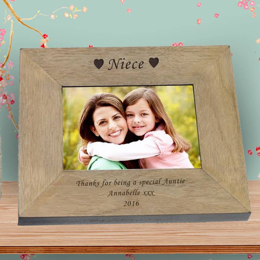niece personalised wooden photo frame by chalk & cheese
