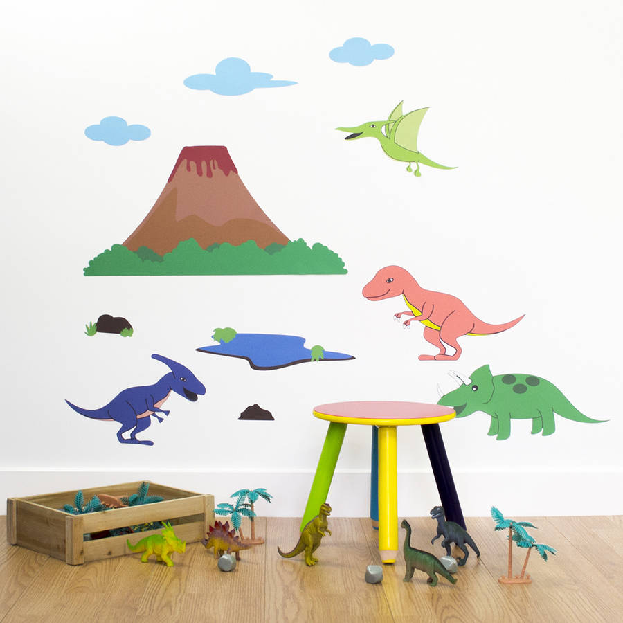 dinosaur scene wall sticker set by mirrorin