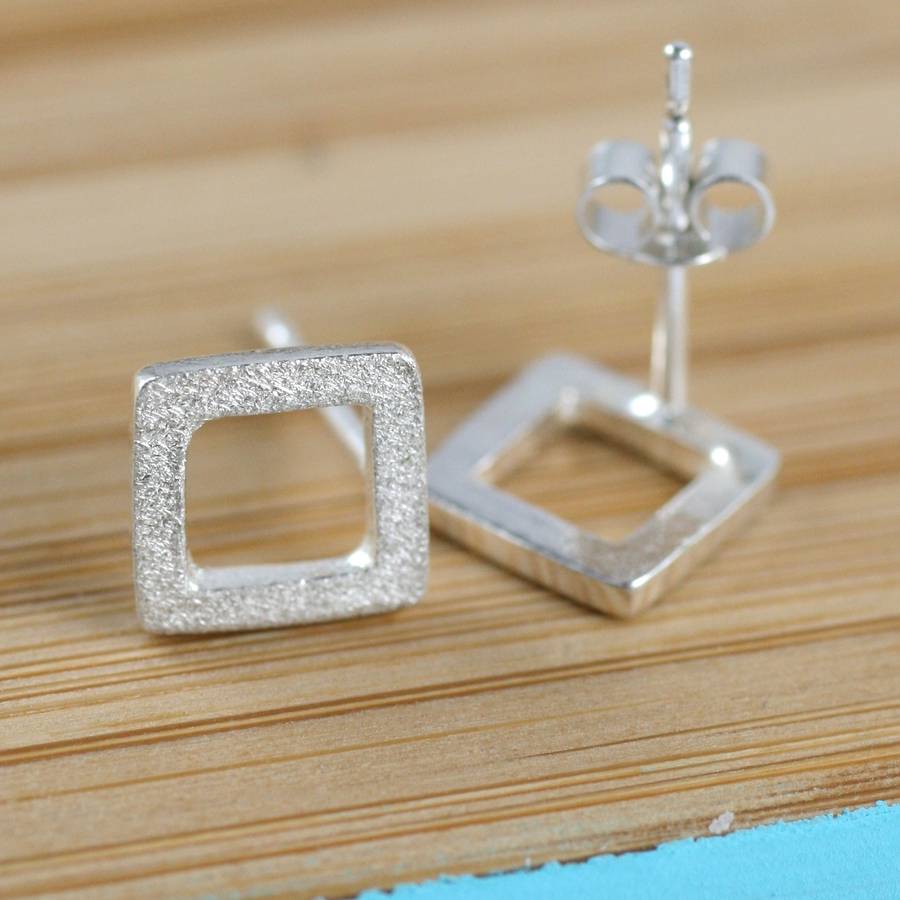 sterling silver geometric square earrings by louy magroos
