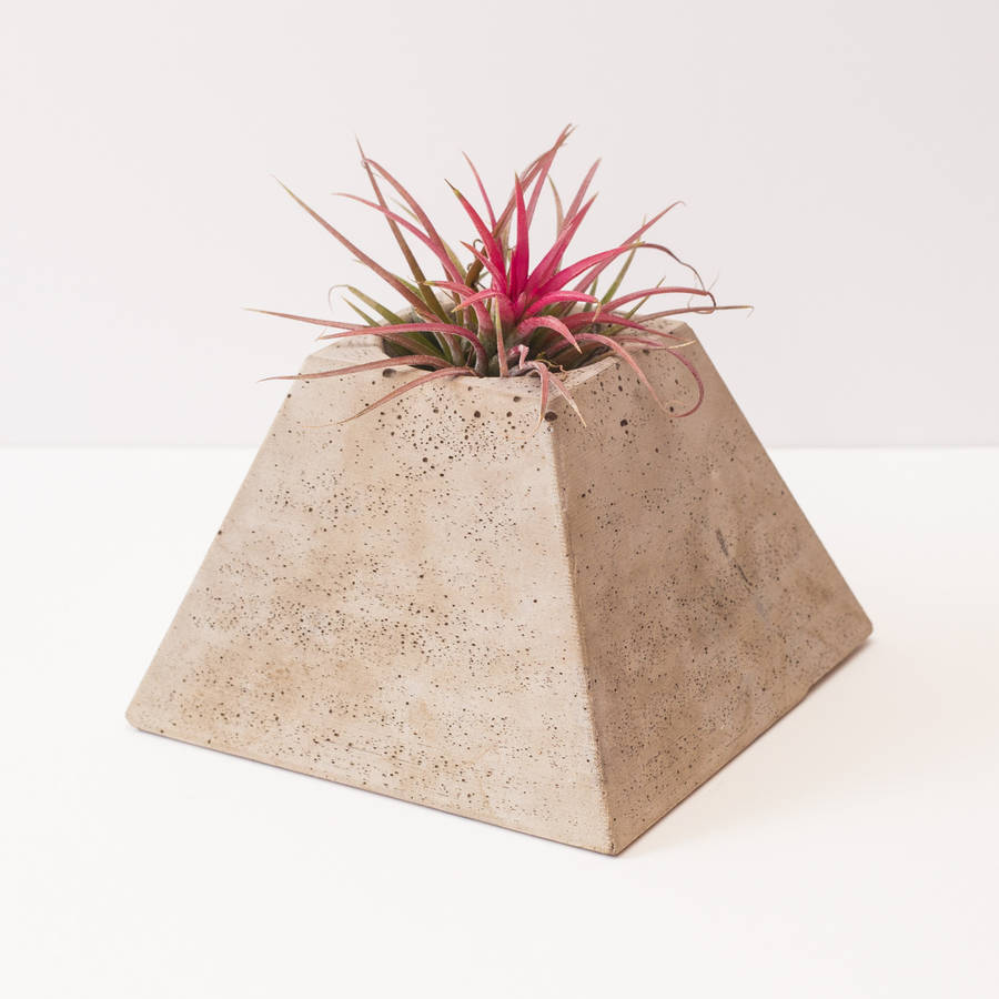 concrete geometric pyramid planter by okconcrete
