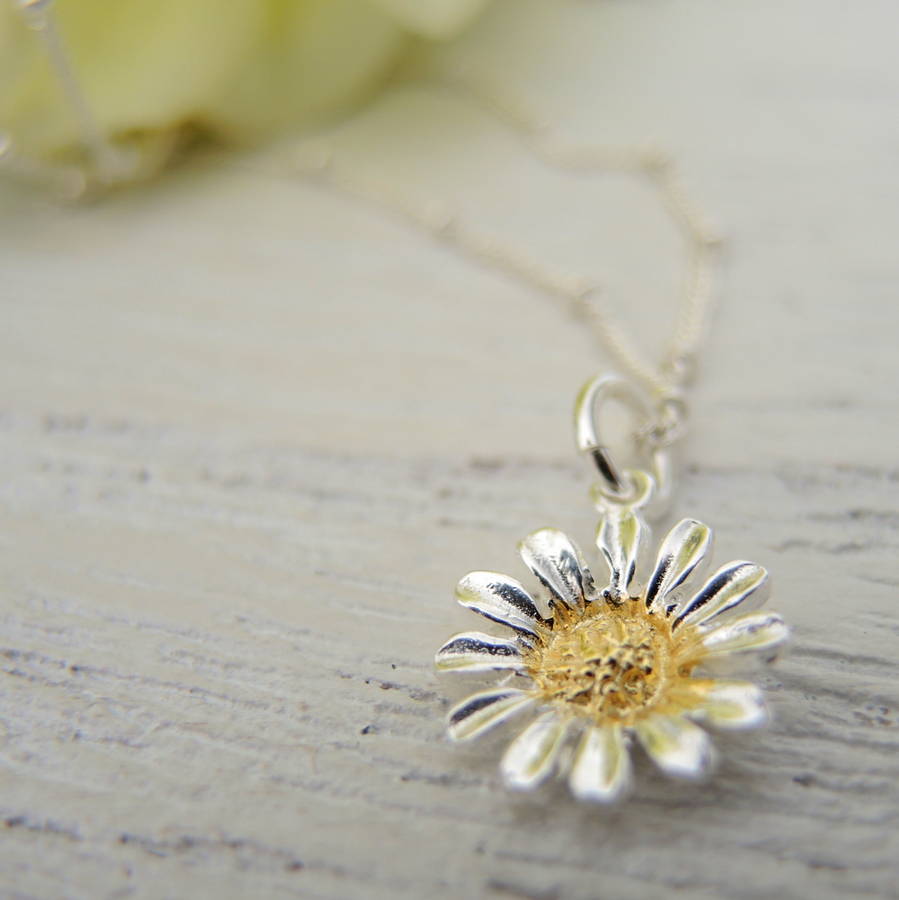 sterling silver daisy pendant by the alphabet gift shop