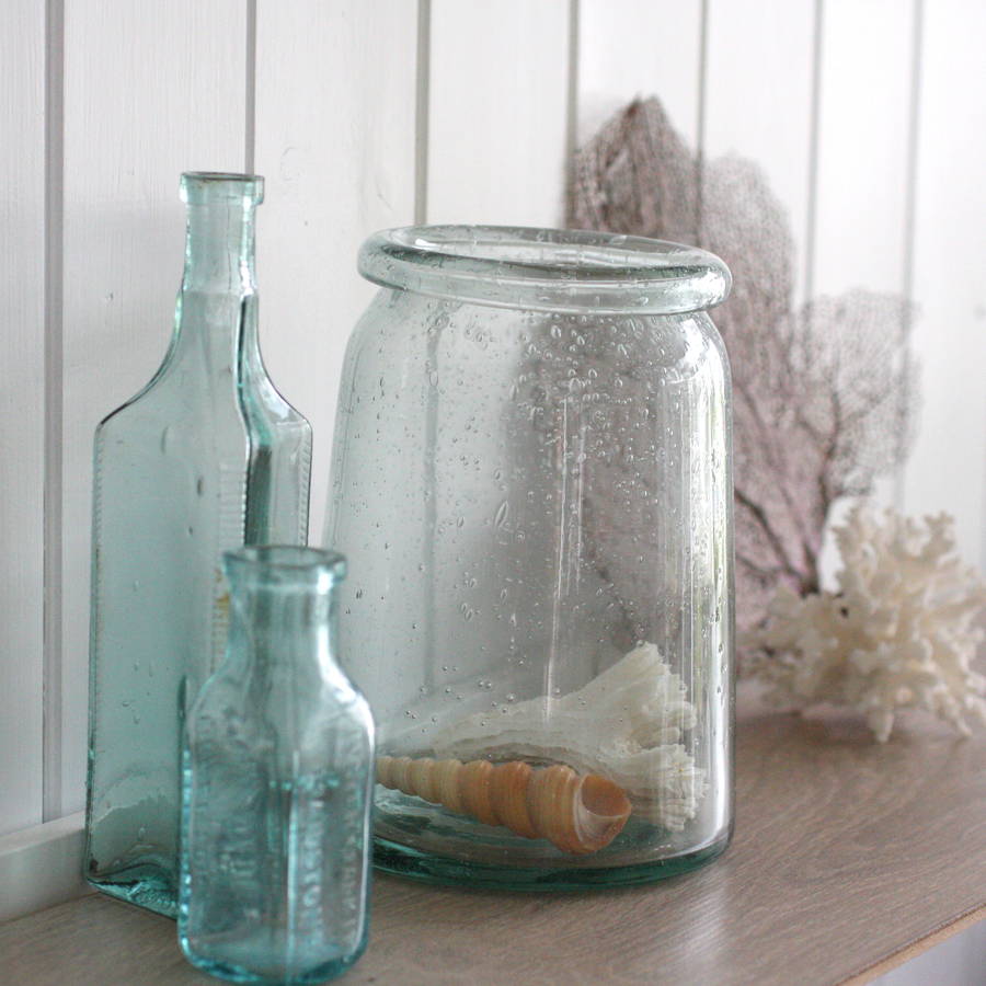 recycled glass hurricane vase by magpie living