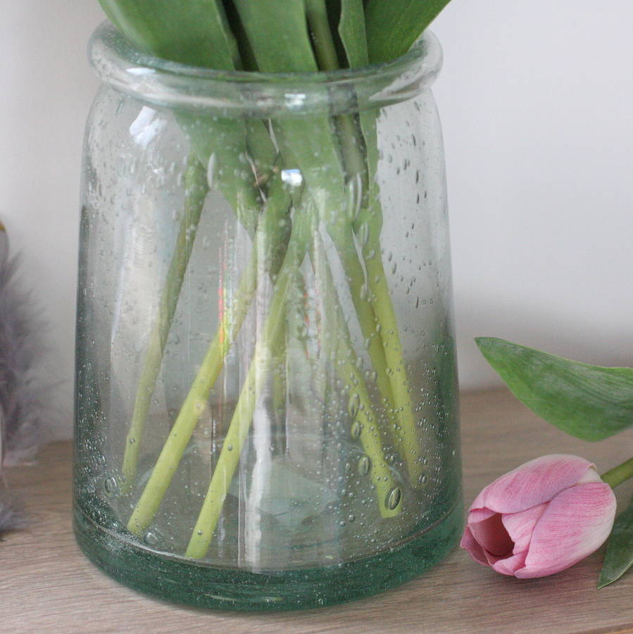 recycled glass hurricane vase by magpie living