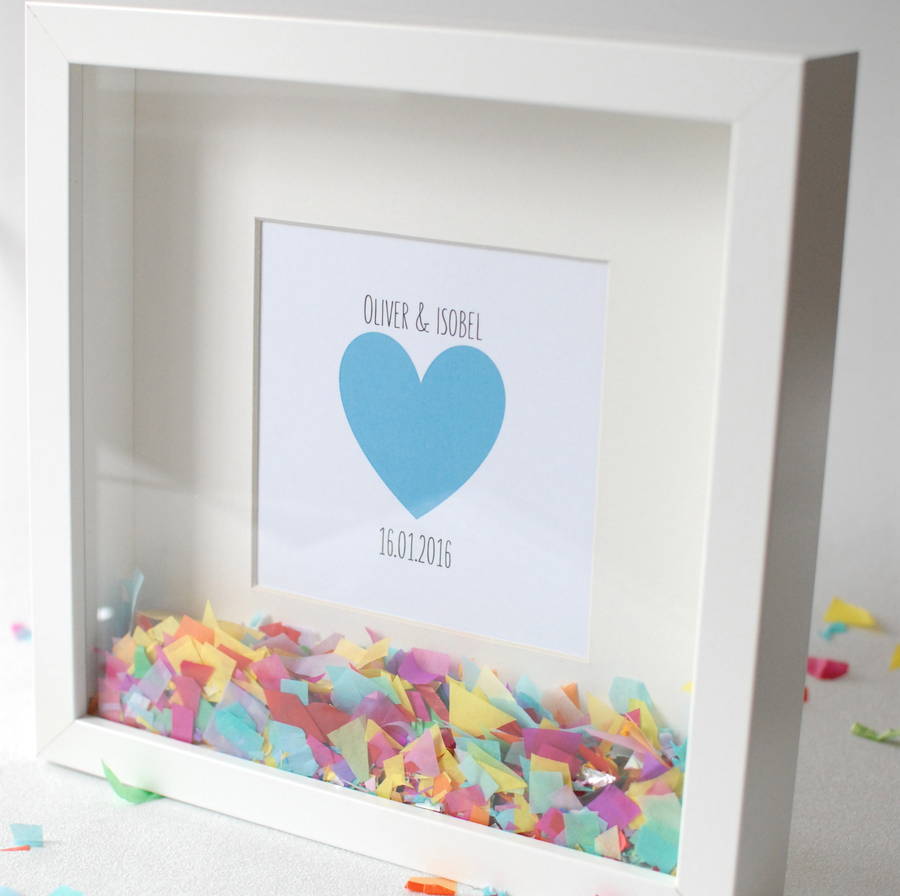 personalised confetti frame by pops of colour