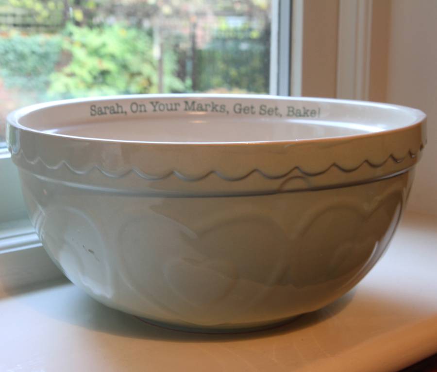 personalised stoneware heart mixing bowl three colours by british and bespoke